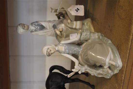 Lladro 2 country girls with birds